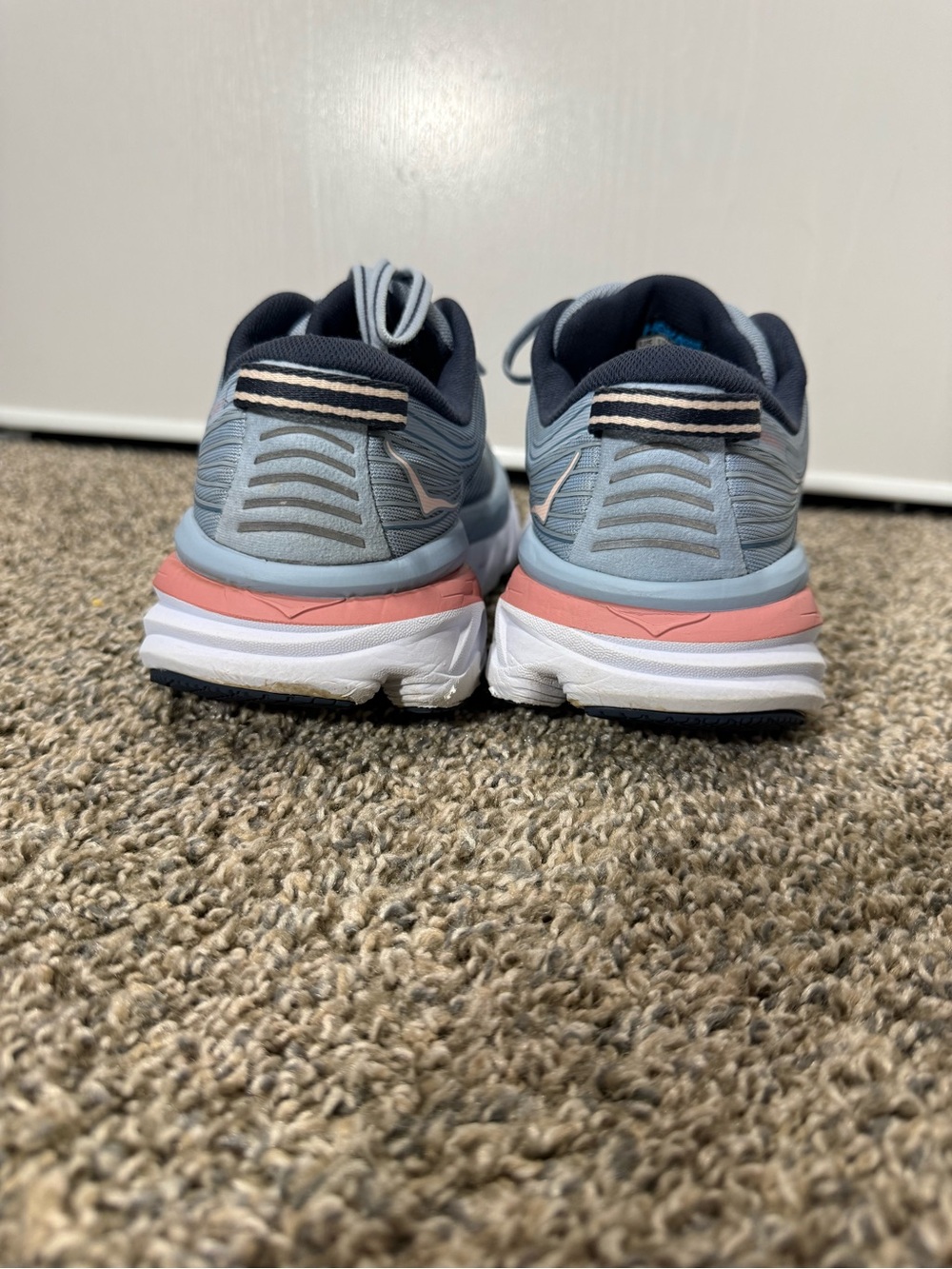 Hoka One One bondi 7 Women's Light Blue and Peach Athletic Running Shoes - Picture 4 of 6